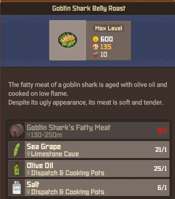 Goblin Shark Belly Roast boss dish