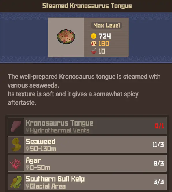 Steamed Kronosaurus Tongue boss dish